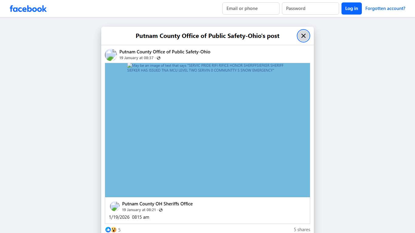 Putnam County Office of Public Safety-Ohio Facebook
